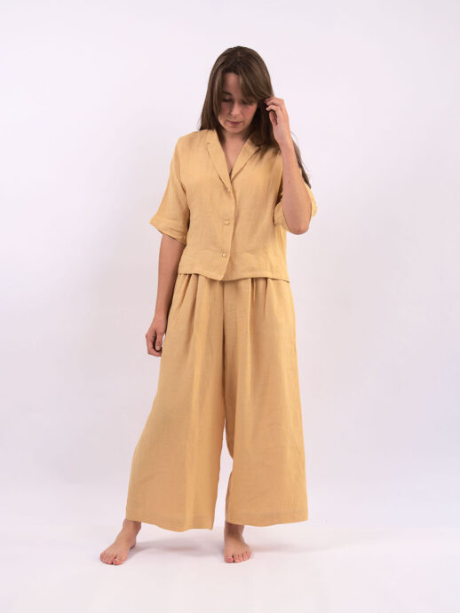 Chemise Sarriette lin jaune curry