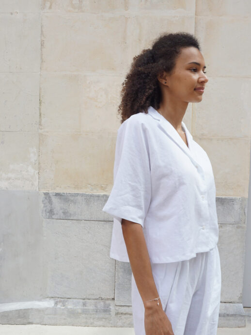 Chemise Sarriette lin/coton blanche