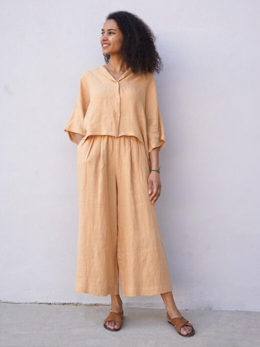 Pantalon Pavot lin jaune curry