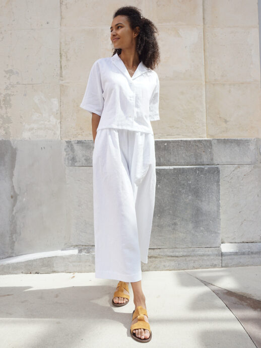Pantalon Pavot lin/coton blanc
