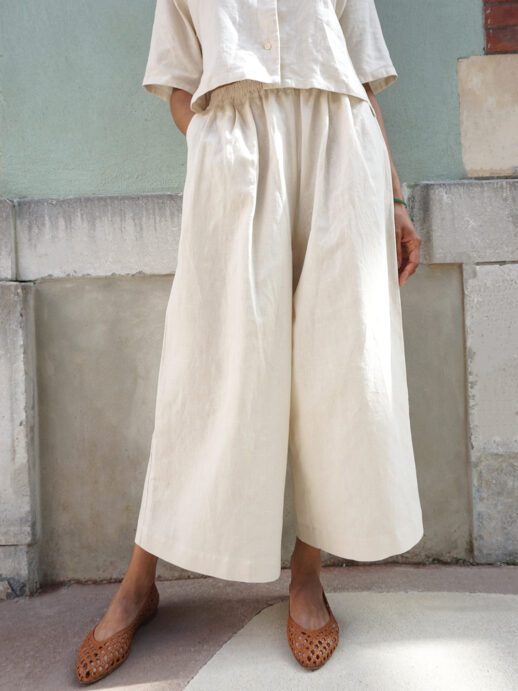 Pantalon Pavot lin/coton crème