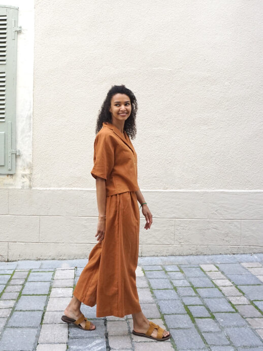 Pantalon Pavot lin/coton ocre