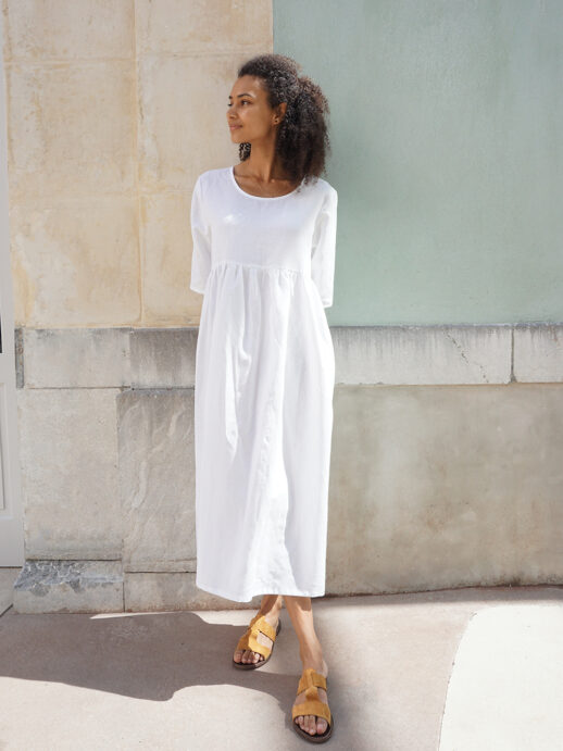 Robe Jasmin lin/coton blanche