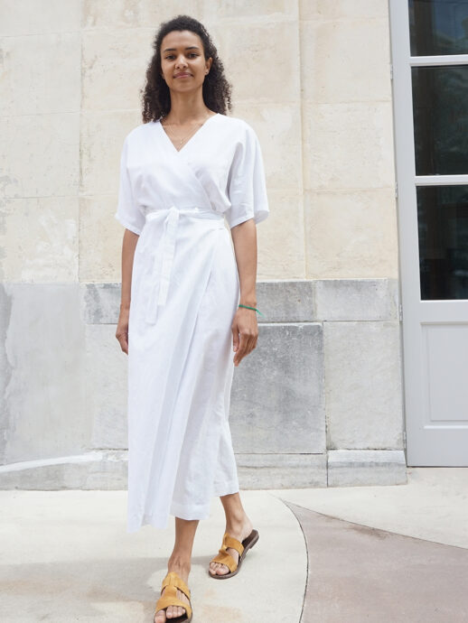 Robe Jonquille lin/coton blanche