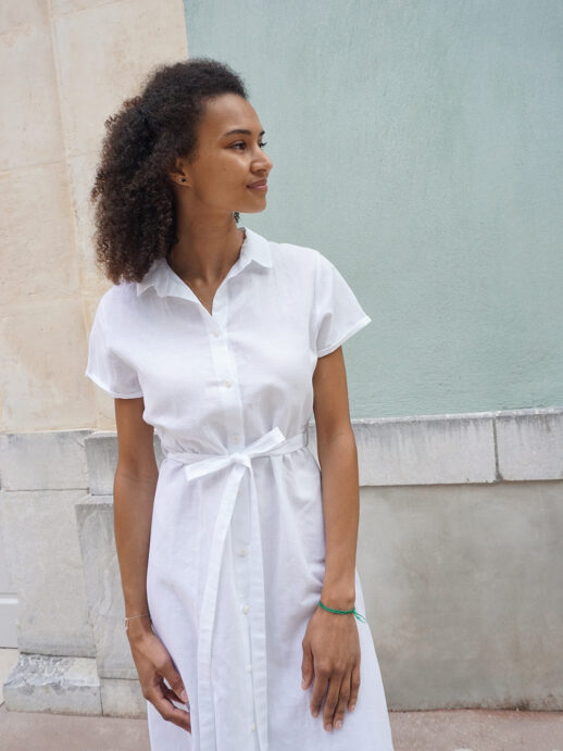 Robe Tulipe lin/coton blanc