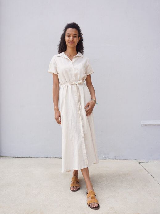 Robe Tulipe lin/coton crème