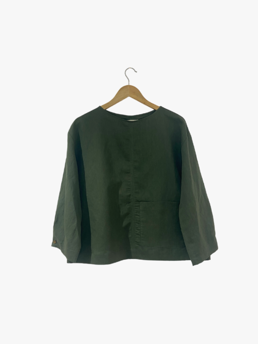 Blouse Anémone kaki lin/coton