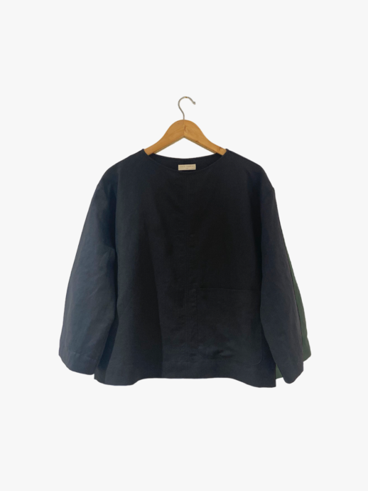 Blouse Anémone noire lin/coton