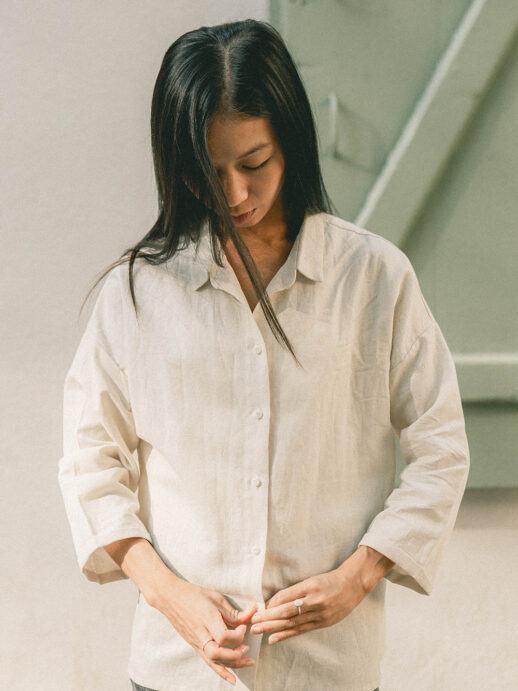Chemise Jacinthe en lin/coton crème