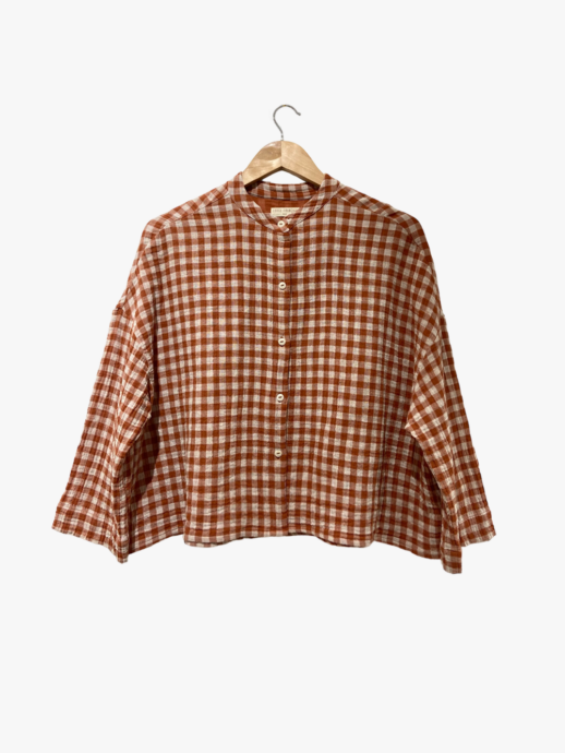 Chemise Muguet en gaze de coton vichy terracotta