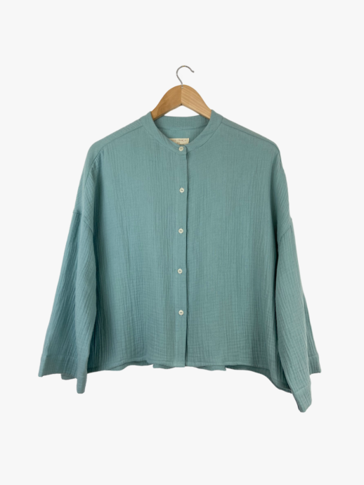 Chemise Muguet en gaze de coton bleu