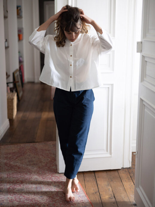 Pantalon Mimosa en coton bleu marine