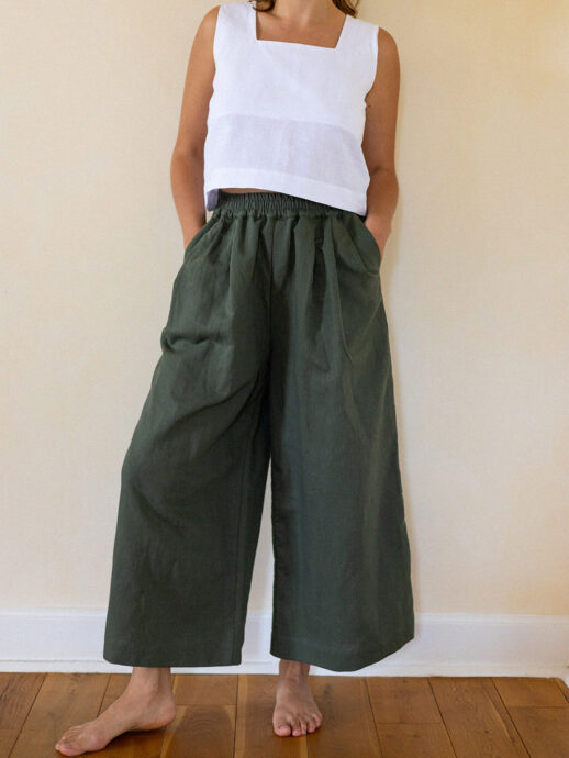 Pantalon Pavot lin/coton kaki