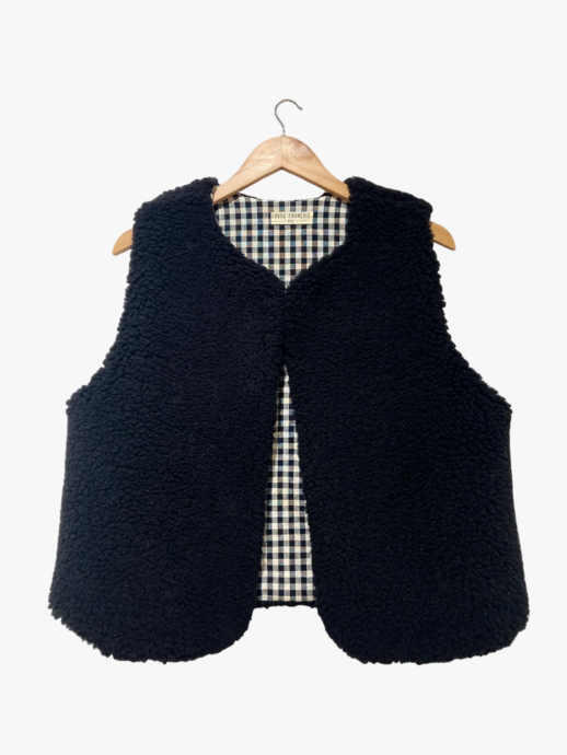 Veste sans manches Cosmos en laine d'agneau noire