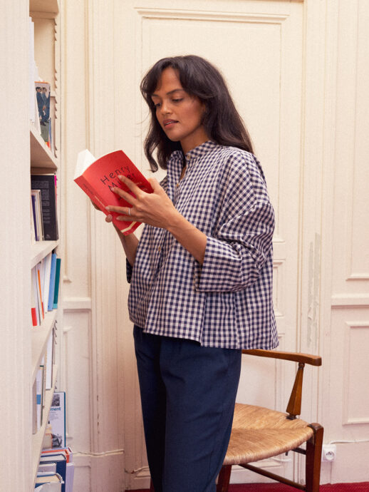 Chemise Muguet en lin coton à carreaux