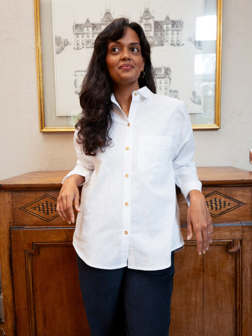 Chemise Passiflore lin/coton blanc