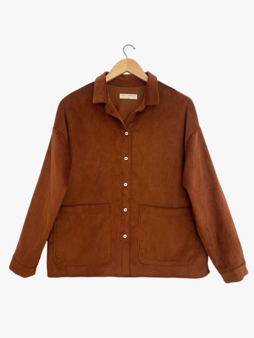 Sur-Chemise Jacinthe en velours de coton paprika