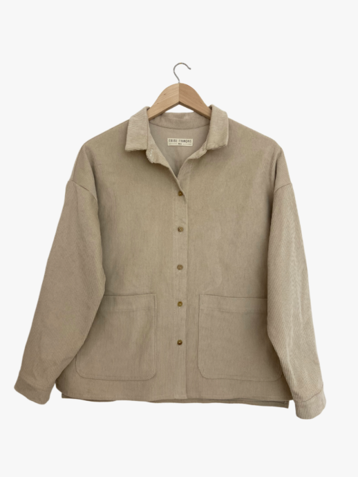 Sur-Chemise Jacinthe en velours de coton sable