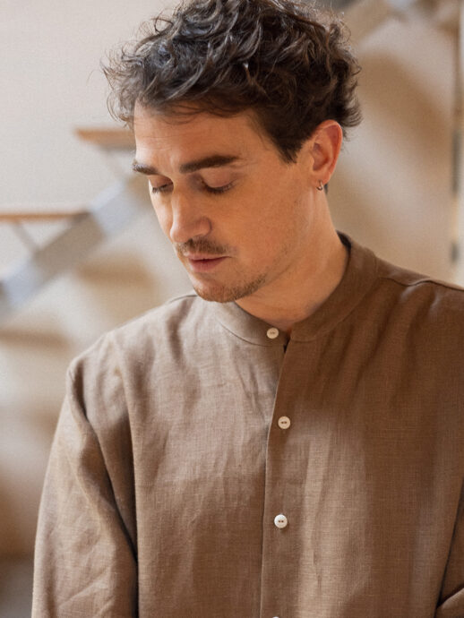 Chemise Graminée en lin tabac