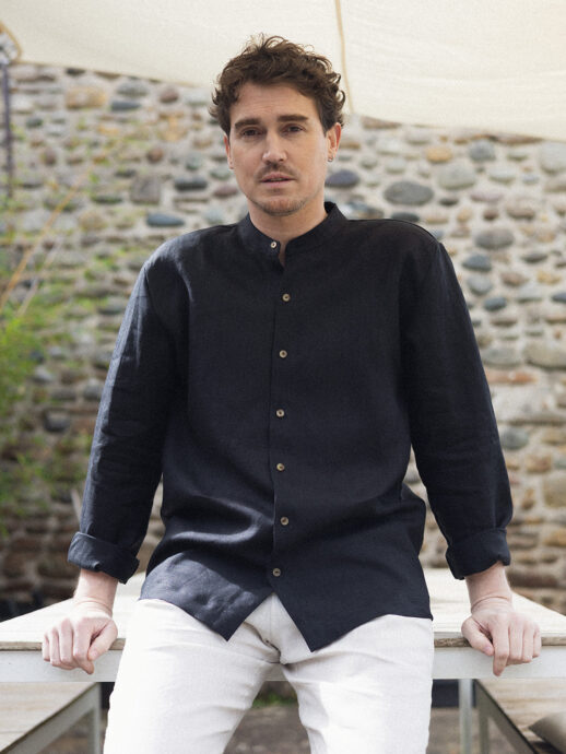 Chemise Graminée en lin noir