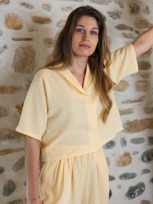 Chemise Sarriette seersucker vichy jaune