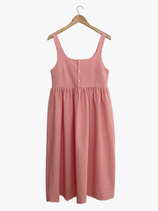 Robe Dalhia seersucker vichy rouge