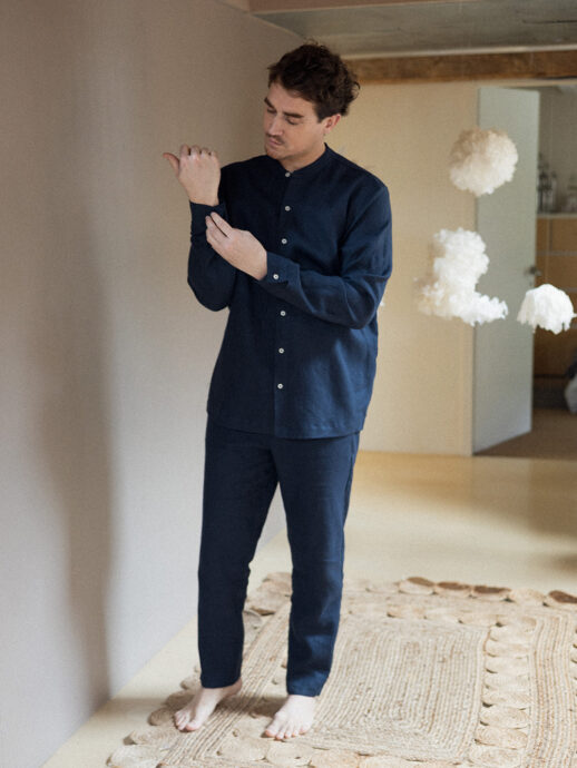 Pantalon Romarin en lin bleu marine