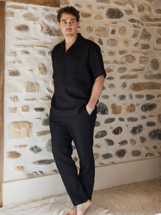 Pantalon Romarin en lin noir