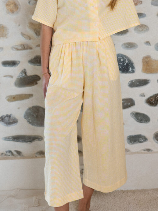 Pantalon Pavot seersucker vichy jaune
