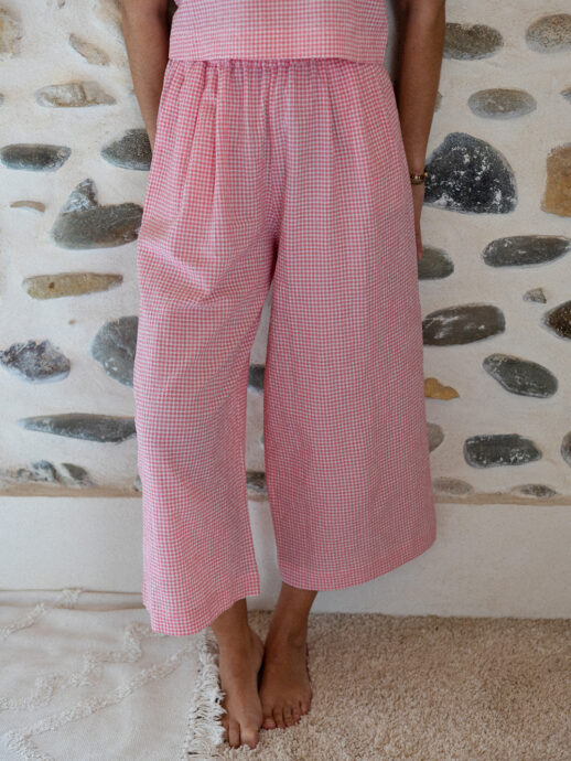 Pantalon Pavot seersucker vichy rouge