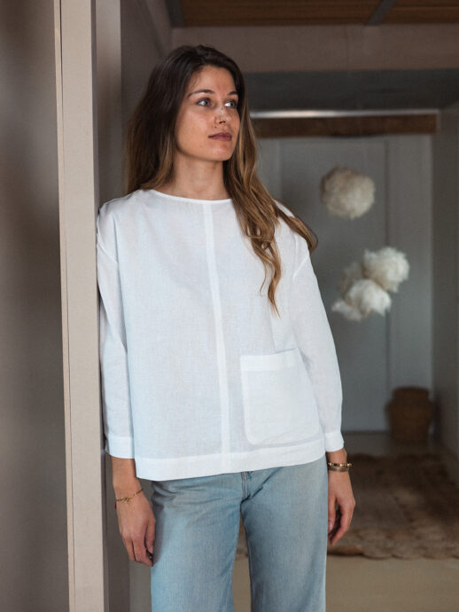 Blouse Anémone en lin/coton blanc