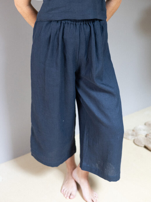Pantalon Pavot lin bleu marine