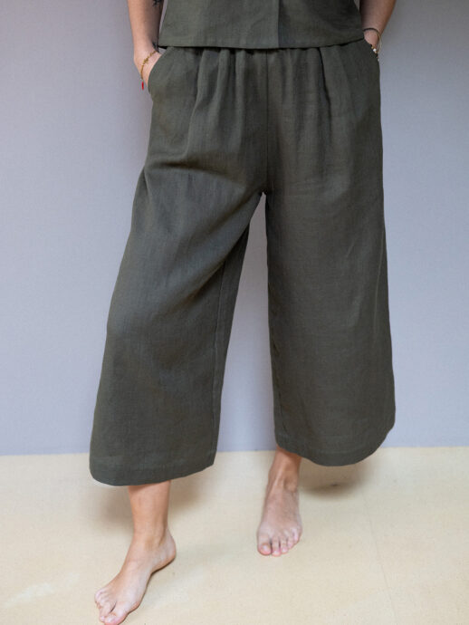 Pantalon Pavot lin kaki