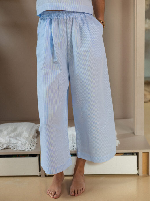 Pantalon Pavot en lin/coton à rayures