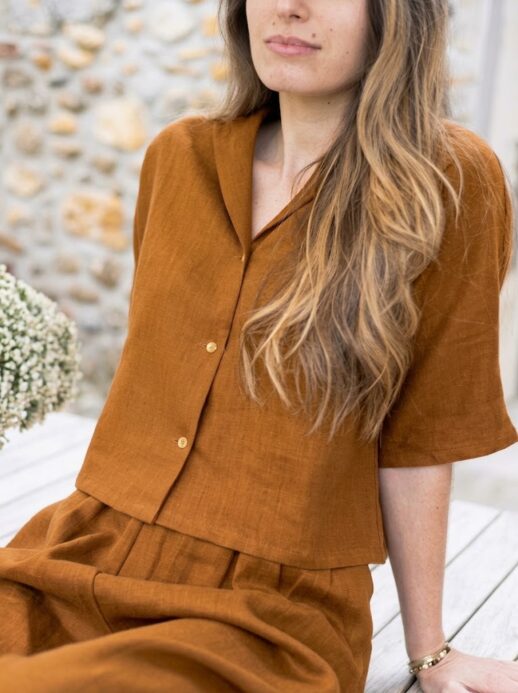 Chemise Sarriette lin coton ocre