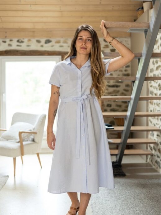 Robe Tulipe lin/coton à rayures